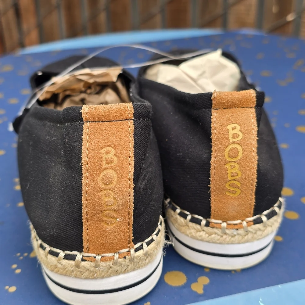 Bobs Black Espadrille Slip-On Shoes Sz 9